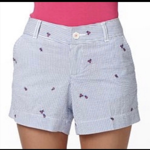 Lilly Pulitzer Pants - Lilly Pulitzer Ladybugs Womens Size 8 Seersucker Embroidered Beachy Comfy M